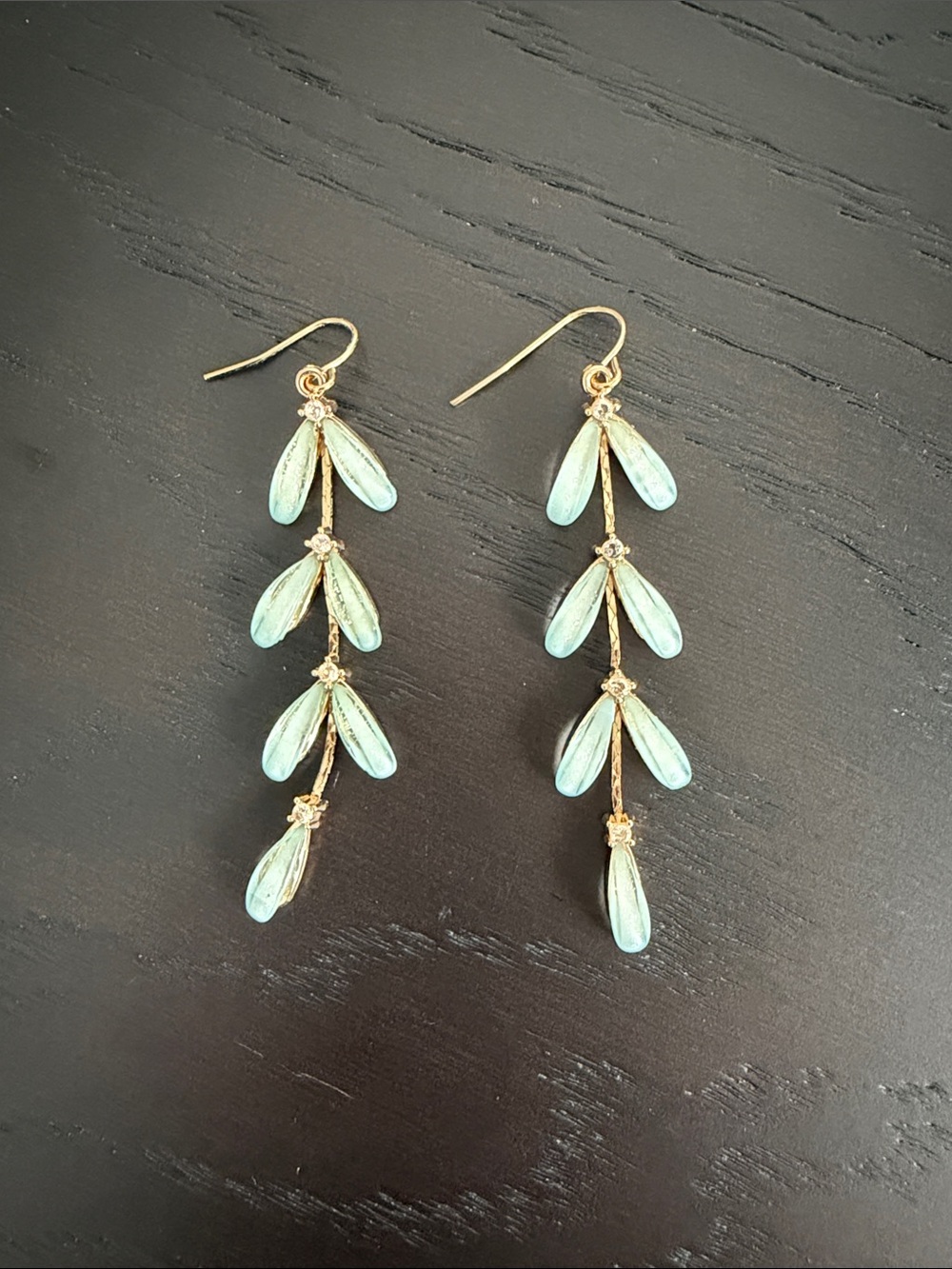 Celadon green drop earrings